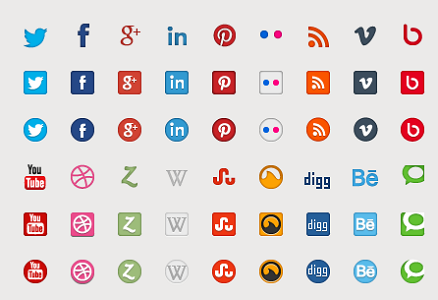 70 plus Vector and webfont Social Media icons for free