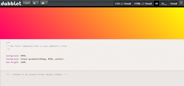 dabblet online html, javascript and css editor