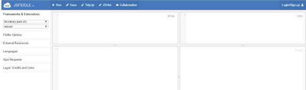 js fiddle online html, javascript and css editor
