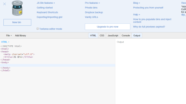 jsbin online html, javascript and css editor
