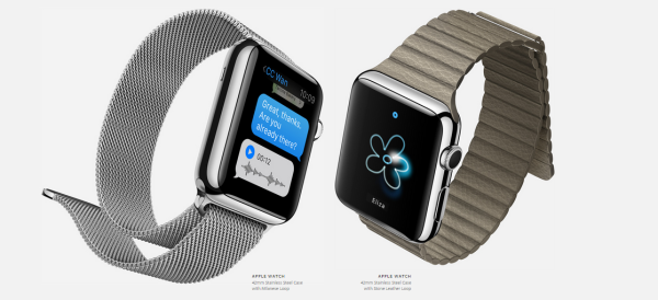 apple watch - 42mm Stainless Steel Case with Milanese Loop and Stone Leather Loop