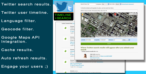 php twitter user timeline and search plugin inline preview