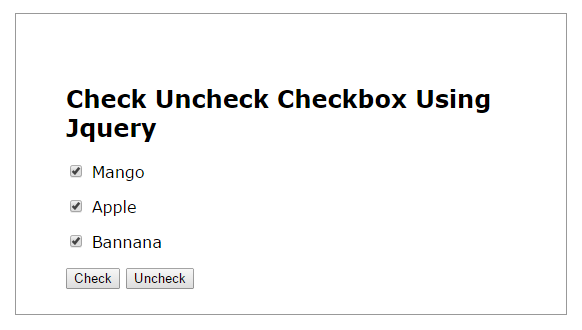 check uncheck checkbox in jquery