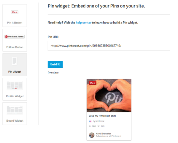 Pin widget Embed one of your Pins on your site