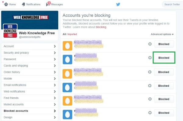 twitter settings for blocked account