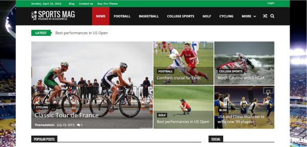 Sportsmag - free responsive wordpress theme for magazine and sports