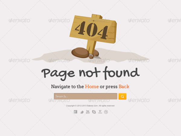 404 not found board type page design