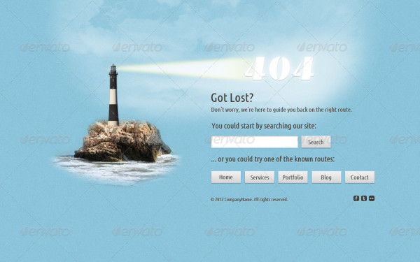 Lost at Sea 404 Error Page design