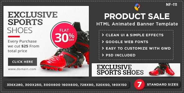 HTML5 E-Commerce Banners -for exclusive sport shoes