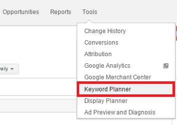 google adword keyword planner selection