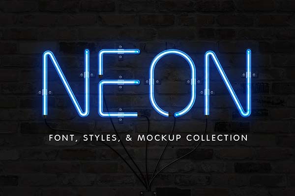 neon font with sign collection